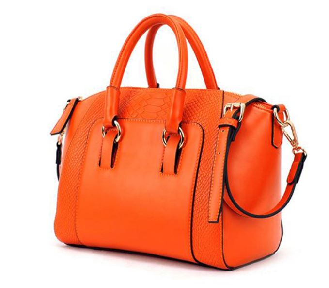 Orange Leather Shoulder Bag For Women Leather Handbags Crocodile Pattern Design On Luulla